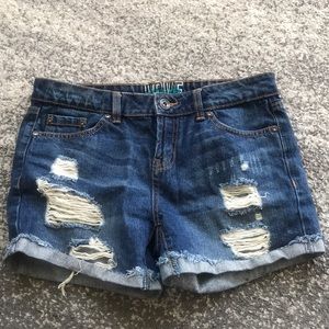 Mid Rise Distressed Boyfriend Jean Shorts